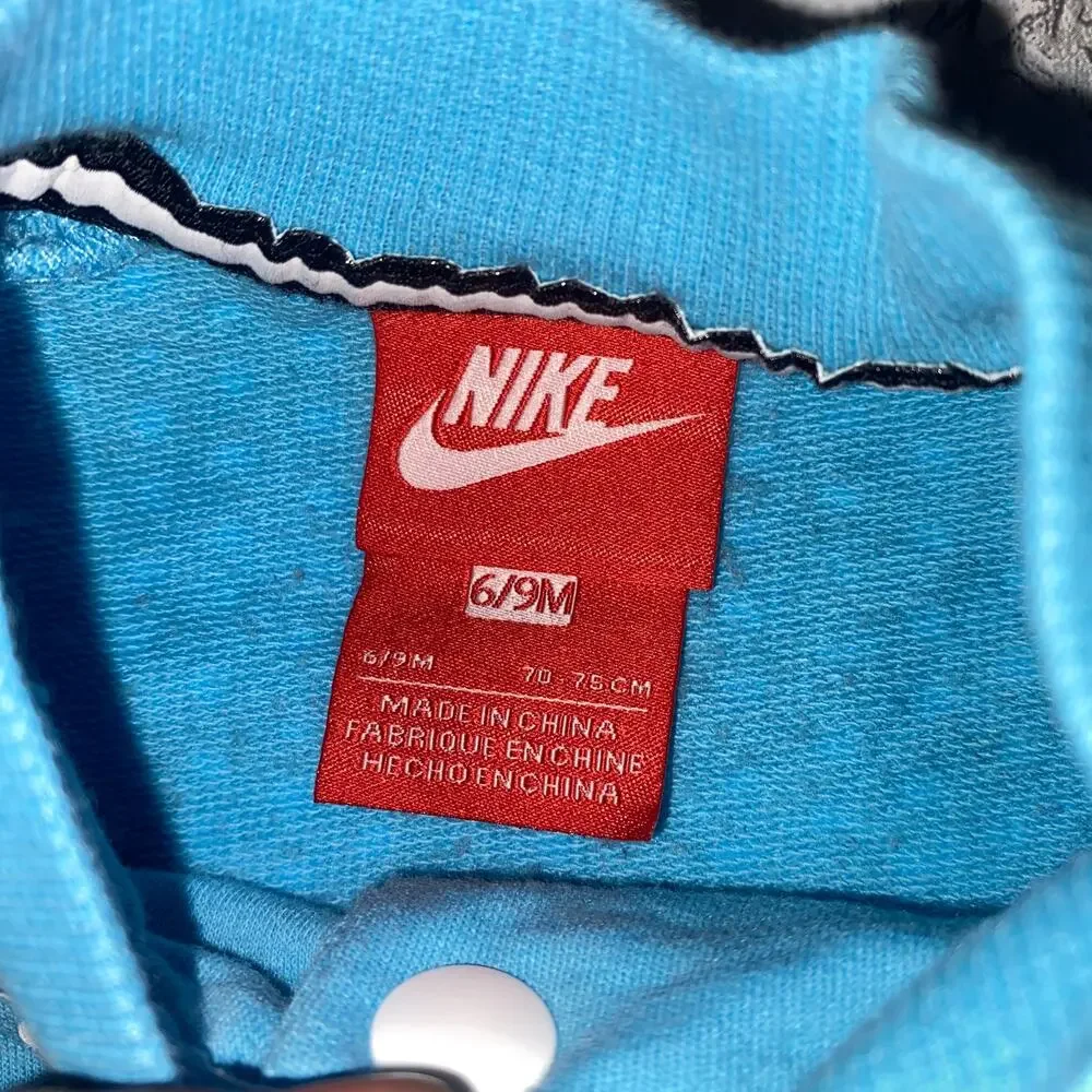 Nike Girls Blue Pink Polka Dot Snap Button Bomber Jacket Lightweight 6-9 Months